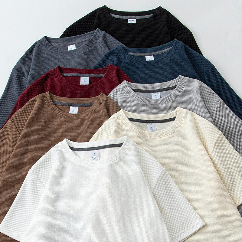 Summer Round Neck Half Sleeve Top Loose Casual Solid Color