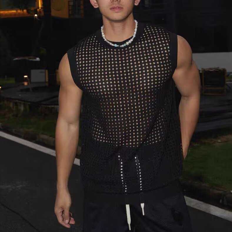 Korean Style Translucent Hollow Knitted Vest