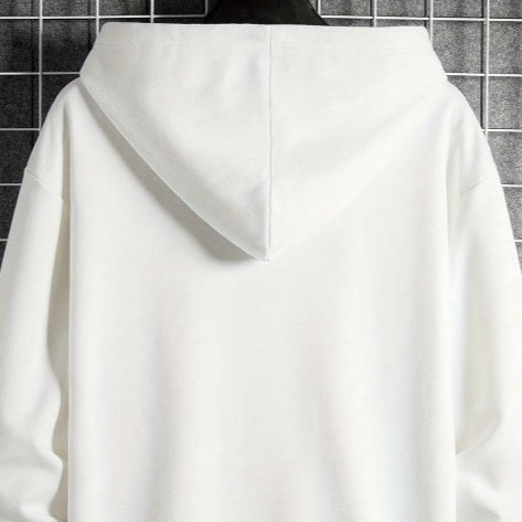 Men's Geometric Pattern Hooded Sweater With Bag