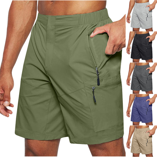 Men'S Classical Elastic Waist Strap Summer Shorts Classical Fit Fashion Outdoor Long Shorts For Men Knee-Length Straight Leg Pants Shorts