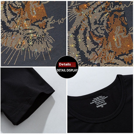 Rhinestone Hot Fixed Short Sleeve T-shirt