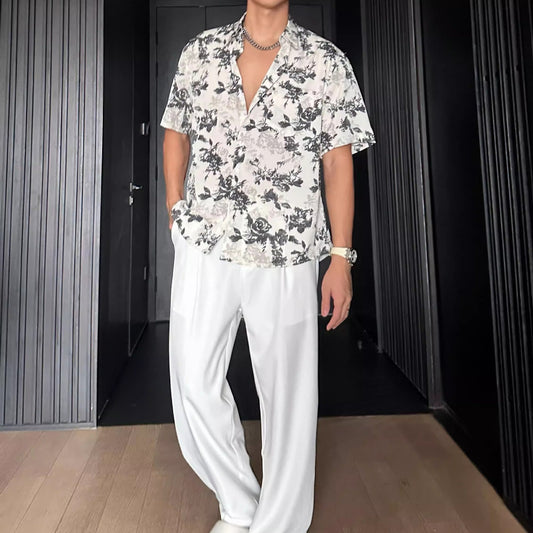 Vacation Style Pendant Short Sleeve Printed Shirt