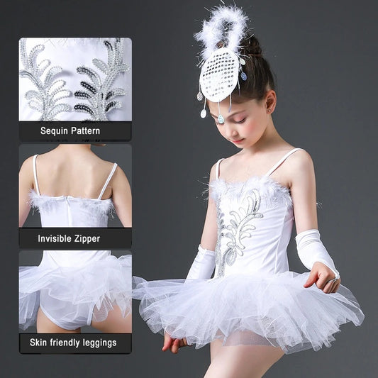 Kids Girls Sequined Ballet Tutu Dress