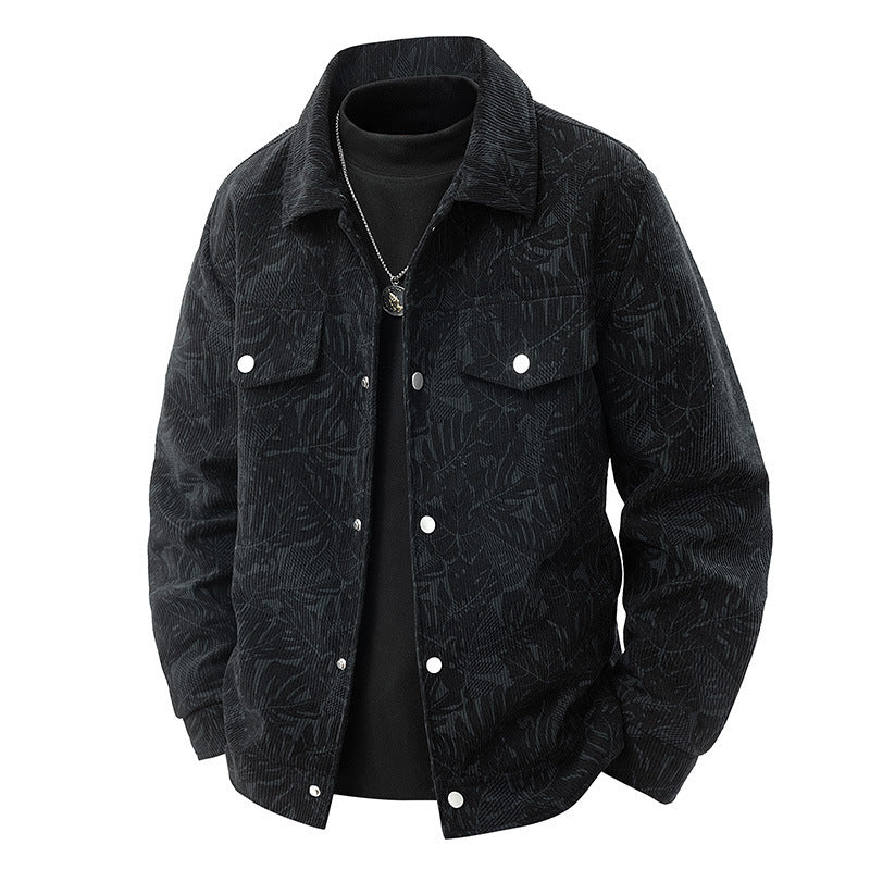 Corduroy Jacket Slim-fit Spring And Autumn Lapel Young And Middle-aged Jacket For Men