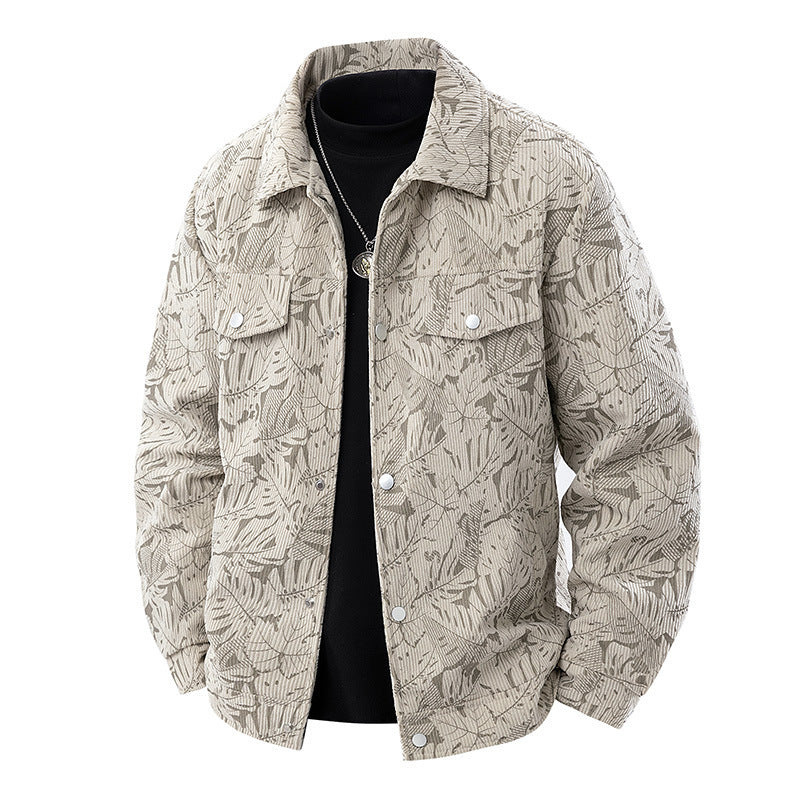 Corduroy Jacket Slim-fit Spring And Autumn Lapel Young And Middle-aged Jacket For Men