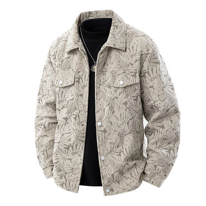 Corduroy Jacket Slim-fit Spring And Autumn Lapel Young And Middle-aged Jacket For Men
