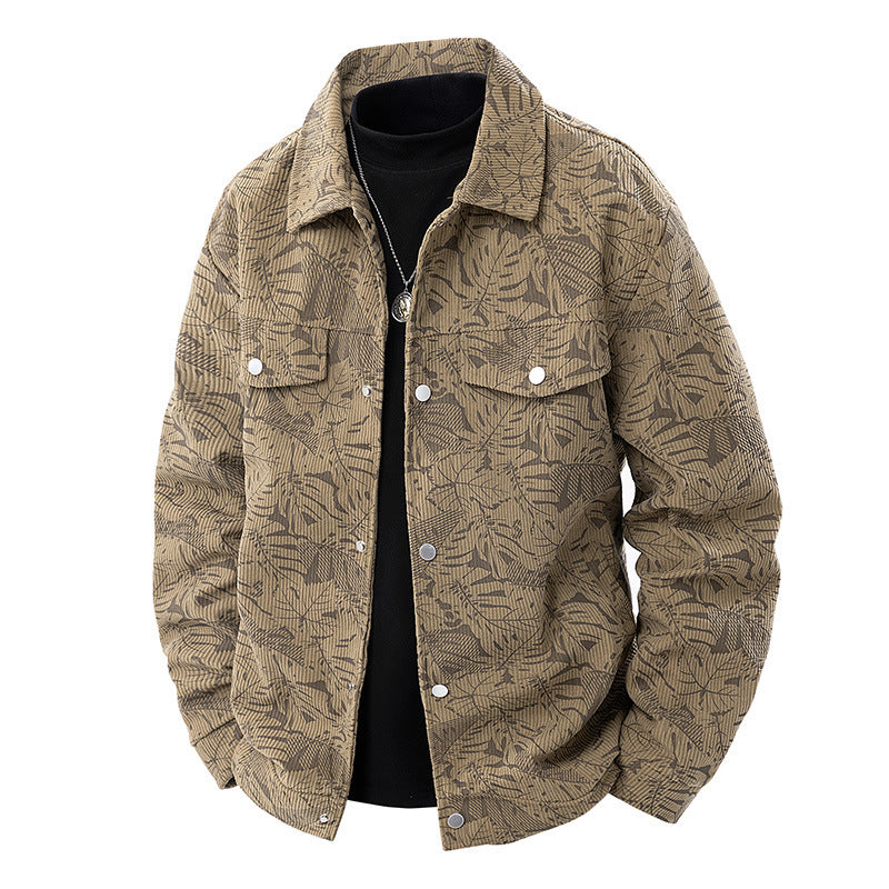 Corduroy Jacket Slim-fit Spring And Autumn Lapel Young And Middle-aged Jacket For Men