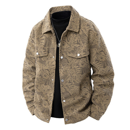 Corduroy Jacket Slim-fit Spring And Autumn Lapel Young And Middle-aged Jacket For Men
