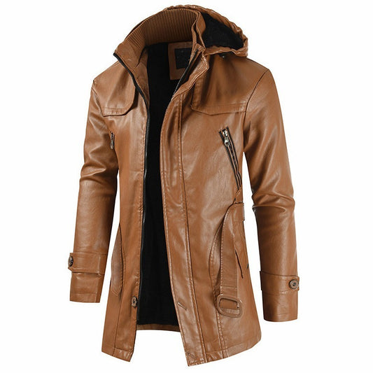 Exclusive New Plus Size Men's Mid-length Leather Coat