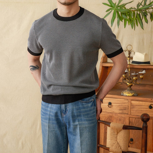 Summer Colored Rib Light Luxury T-shirt